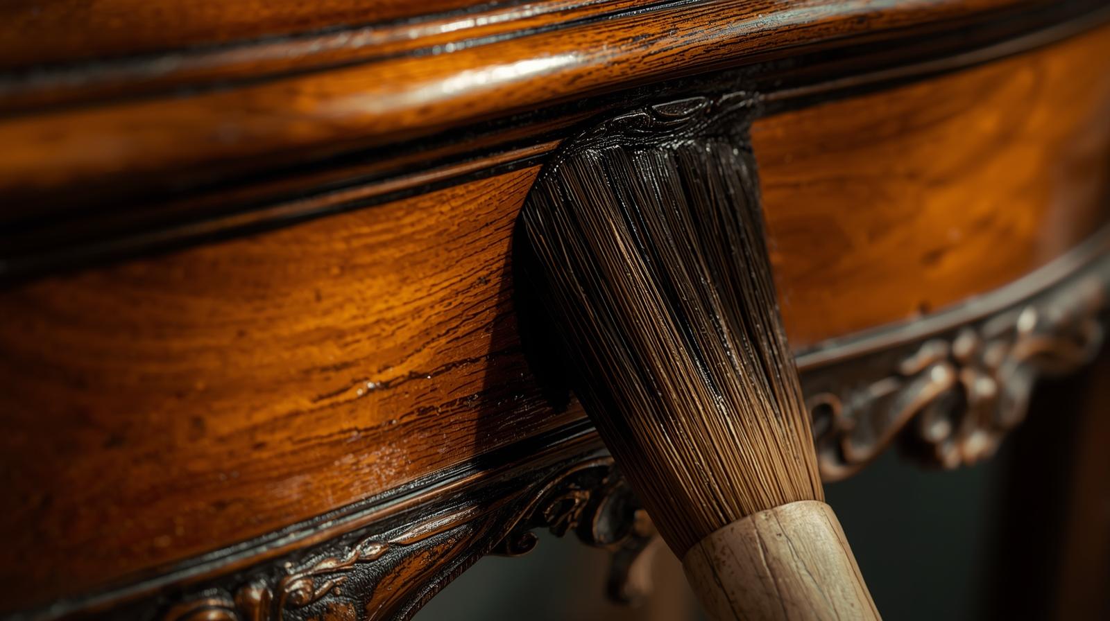 please create image, antique furniture staining